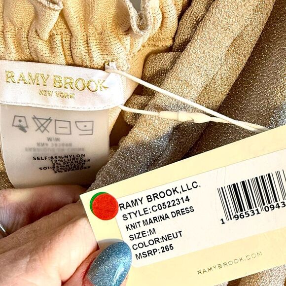 NWT Ramy Brook women's Knit Marina Strapless Sparkle Dress in neutral color. Siz - Picture 11 of 14